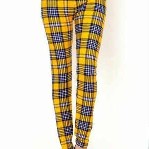 Yellow Plaid Clueless Leggings PLUS Size